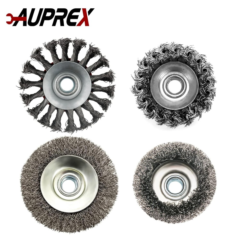 Versatile 4-Pack Carbon Steel Wire Brushes & Cups for Angle Grinders, 5/8" Arbor