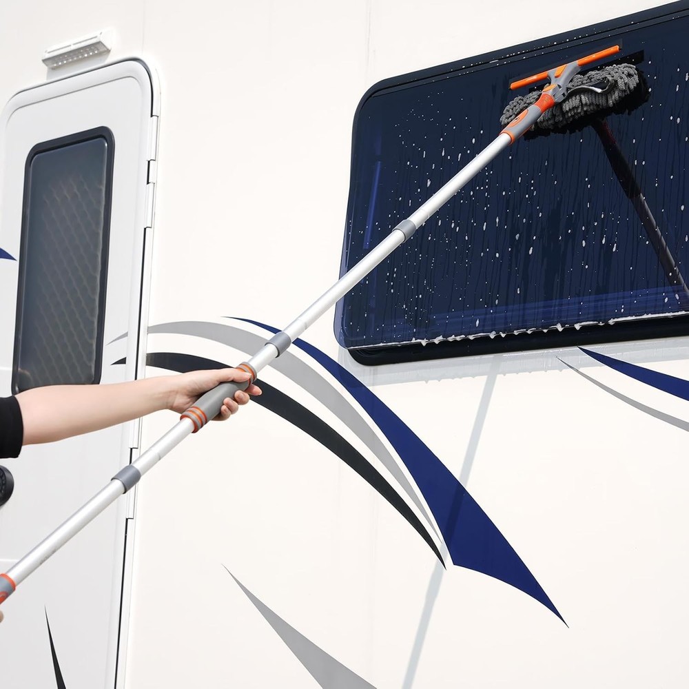 89'' Squeegee Window Cleaner 2 in 1 Rotatable Window Cleaning Tool Kit with E...