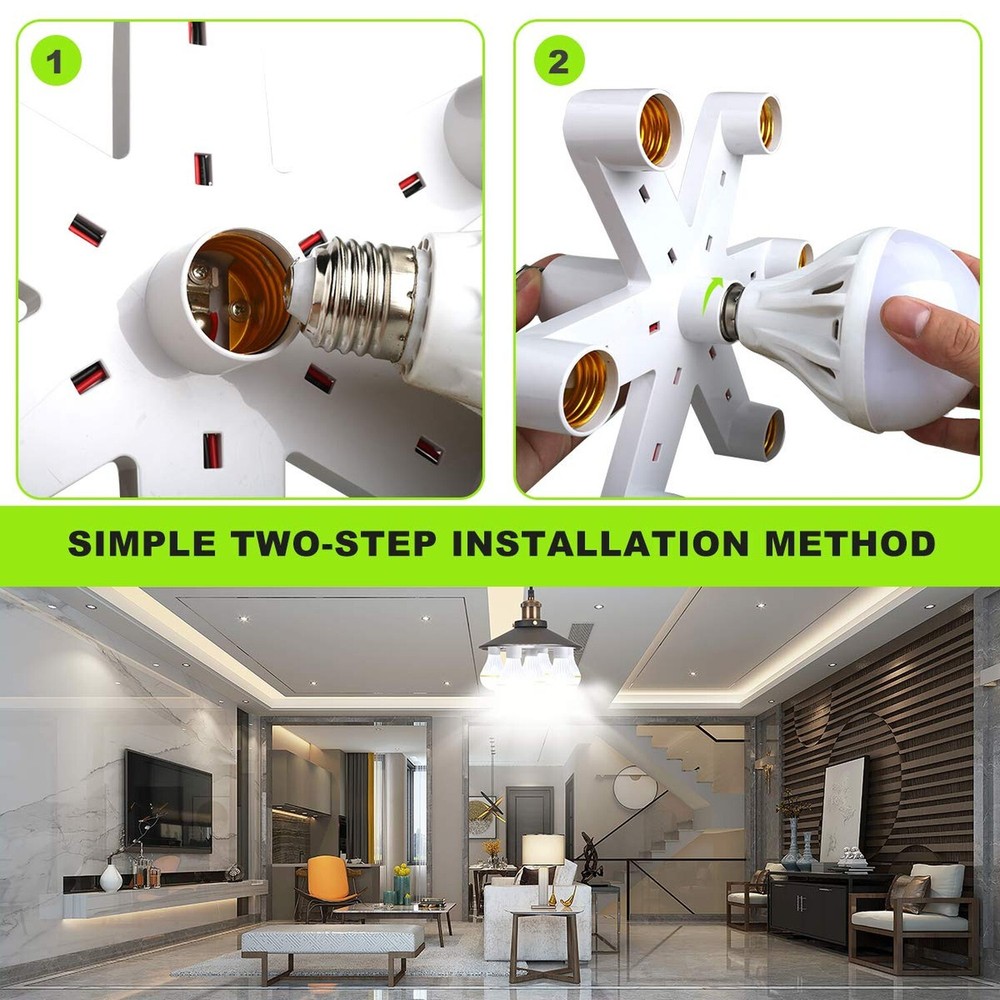 Toplimit 7 Light Socket Splitter,Multi Light Bulb Adapter, Fireproof Adapter ...