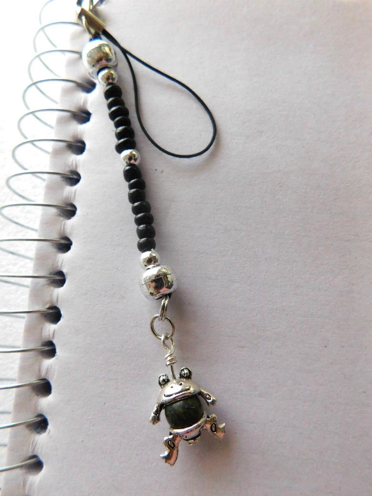 Beaded Dangler Hanging Frog For Junk Journal Purse Backpack Notebook