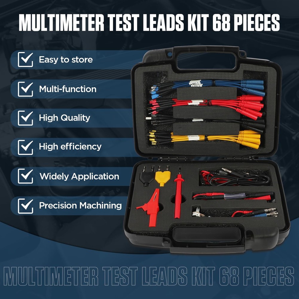 68PCS Automotive Multimeter Test Leads Kit Electrical Diagnostic Probe Tool Test