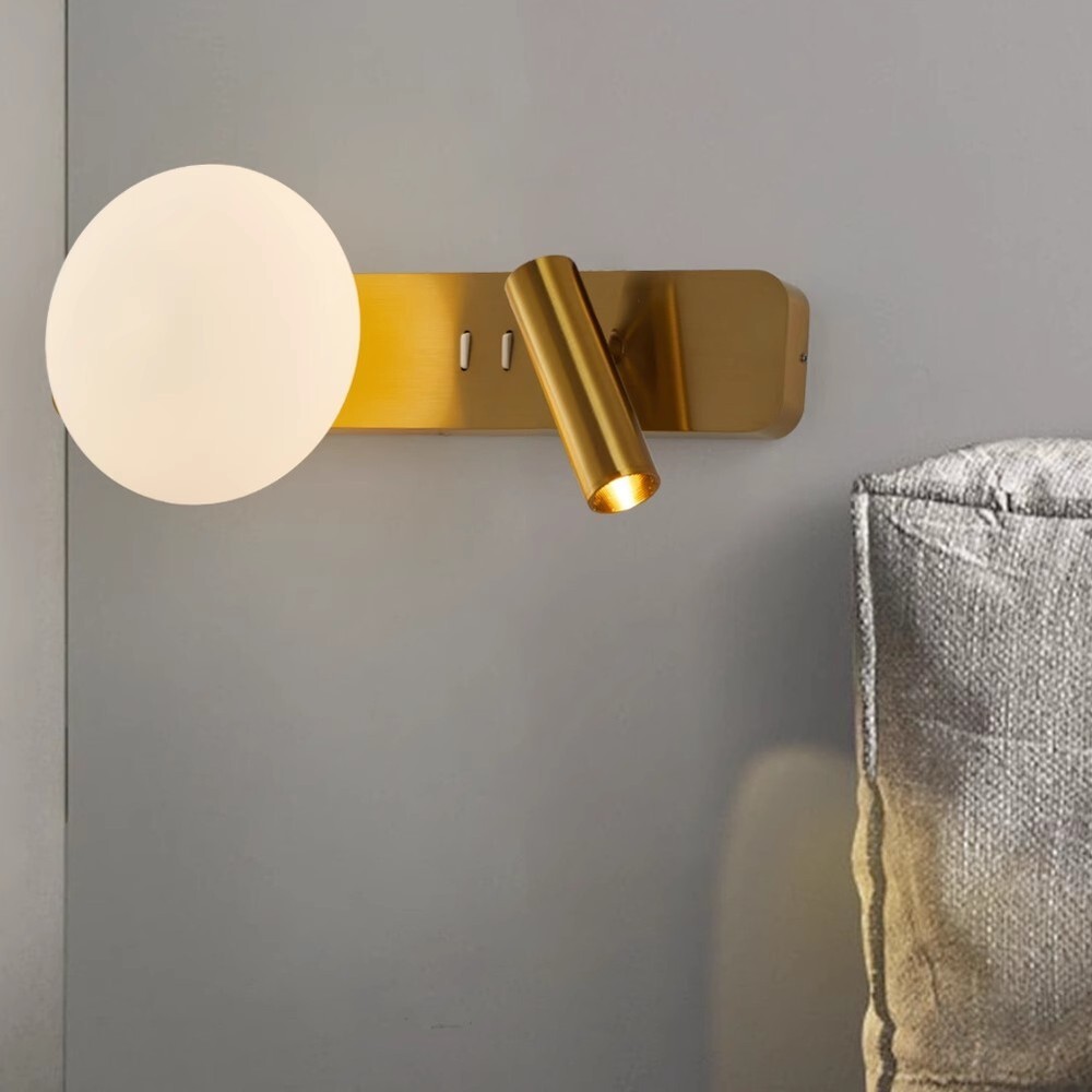 COB LED Luxury Wall Lamp E14 Bulb Bedside Reading Light Fixture Switch Spotlight