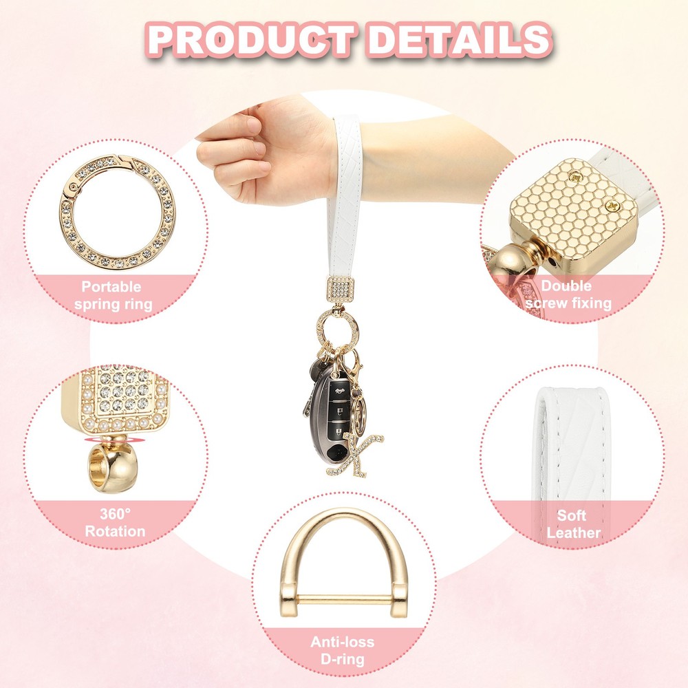 Leather Wristlet Keychain, Chic Letter B Keychains