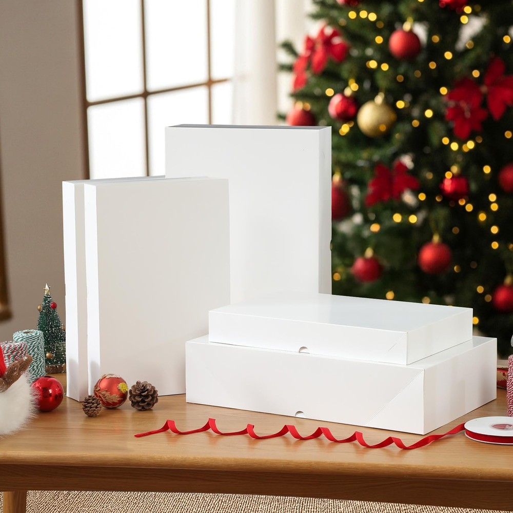 12 Pack Gift Boxes with Lids for Present - 6 Extra Large 17" 4" Deep & 6 Larg...