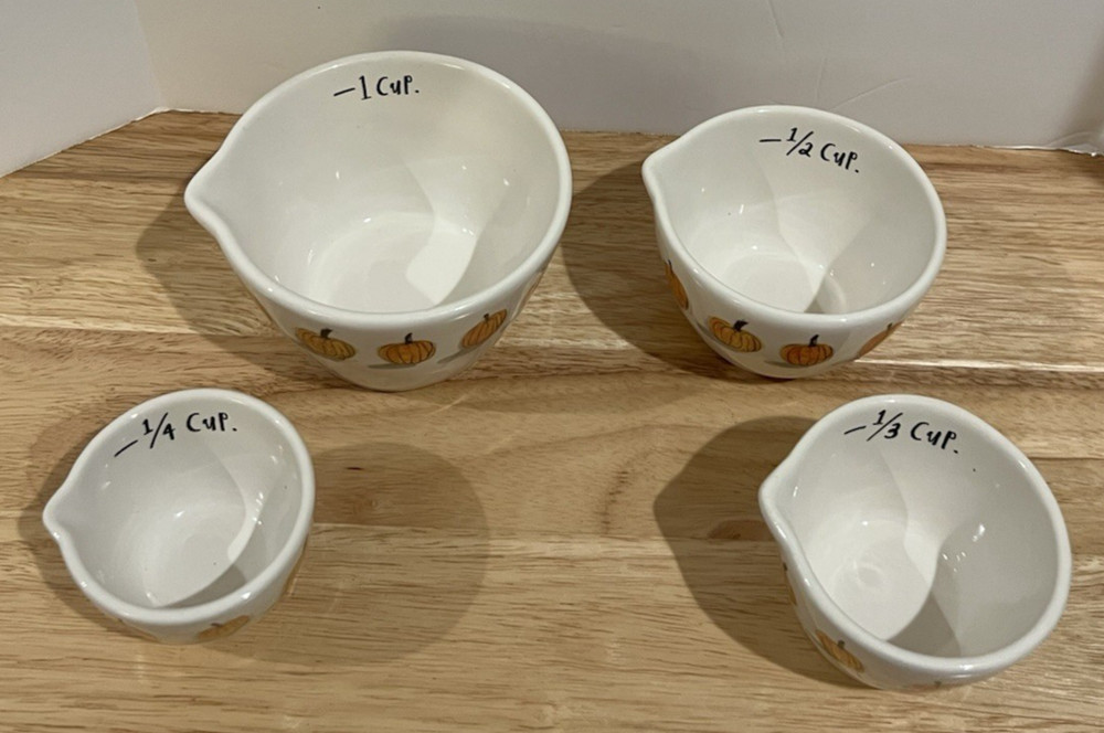 Rae Dunn Fall Pumpkin Nesting Measuring Cups Thanksgiving Ceramic Farmhouse