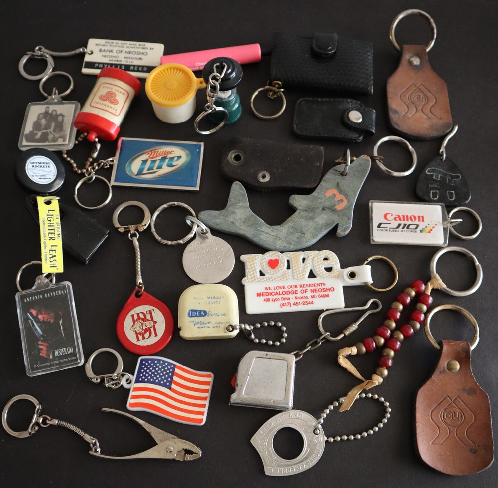 Junk Drawer Keychains Lot Tupperware Good Luck Retractable Lantern Advertising