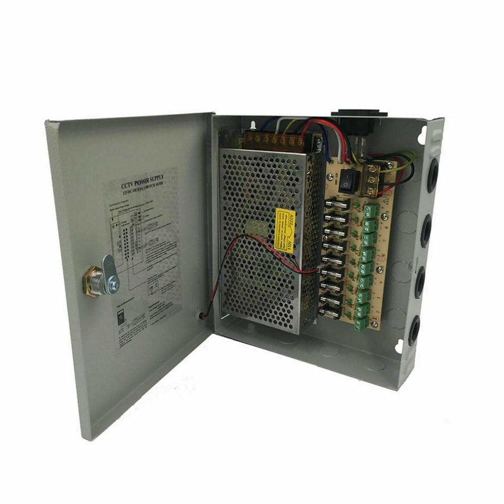 9 Channel 8CH Security Camera Power Supply Box DC 12V 10A CCTV DVR Distribution