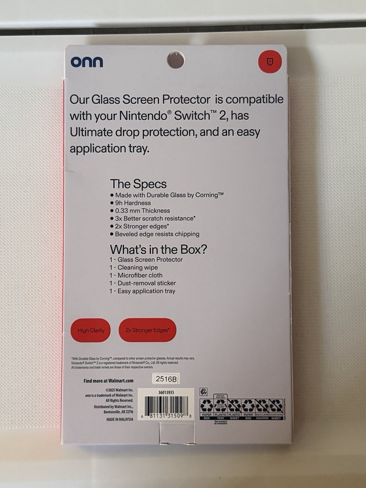 onn Glass Screen Protector for Nintendo Switch 2