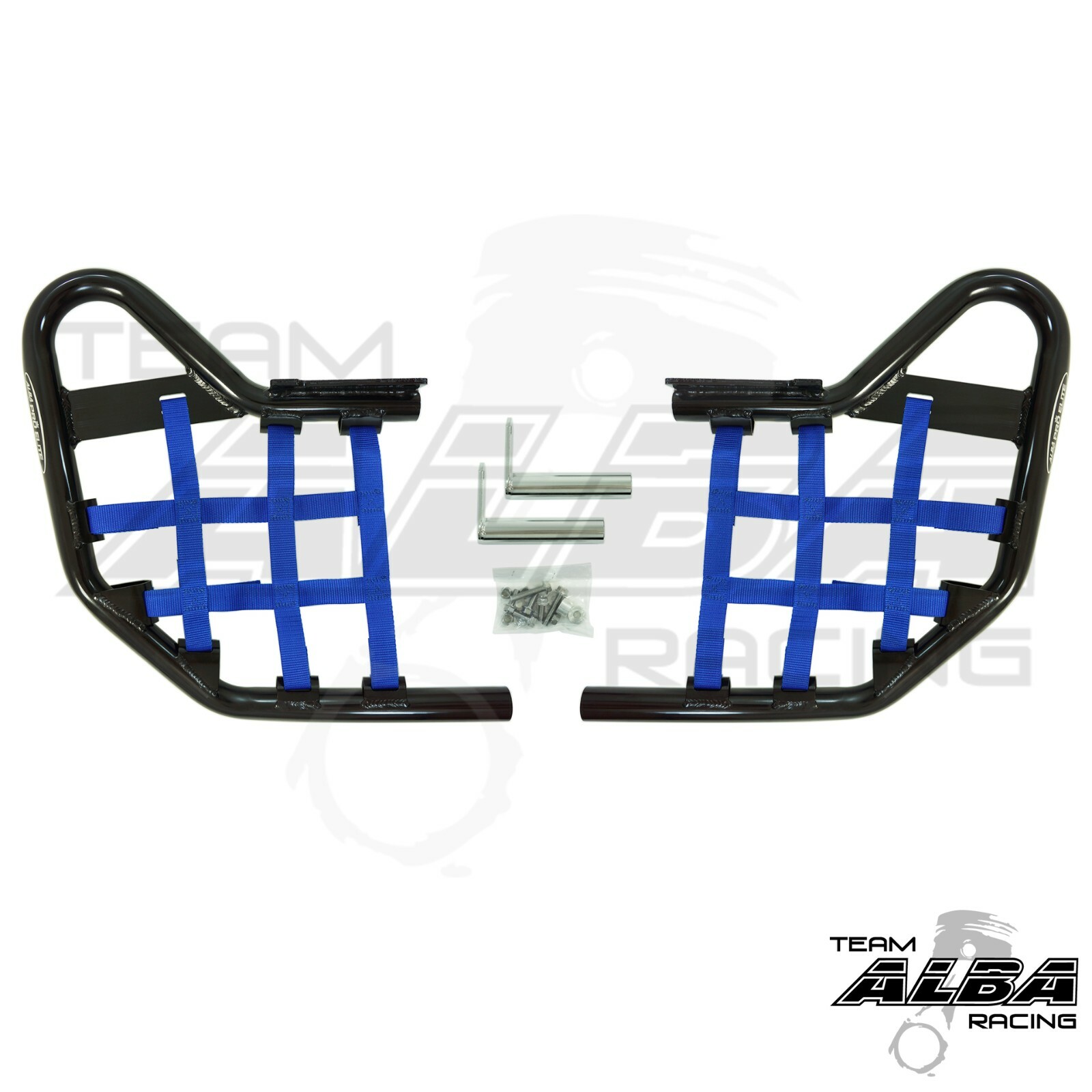 Yamaha Raptor 250 125  Nerf Bars  Alba Racing  Black bar Blue net    192 T1 BL
