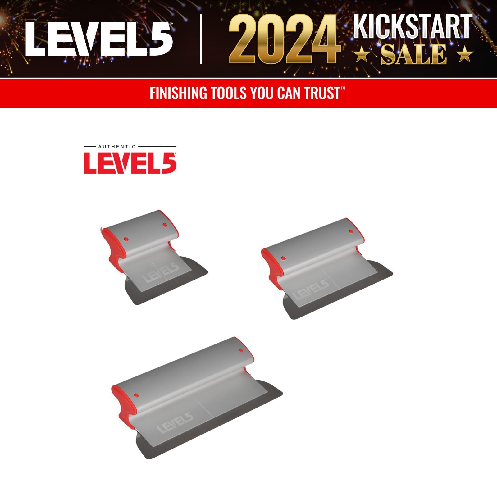 LEVEL5 Drywall 3-pc Skimming Blade Set | 7", 10", 16" Stainless Blades | 5-442