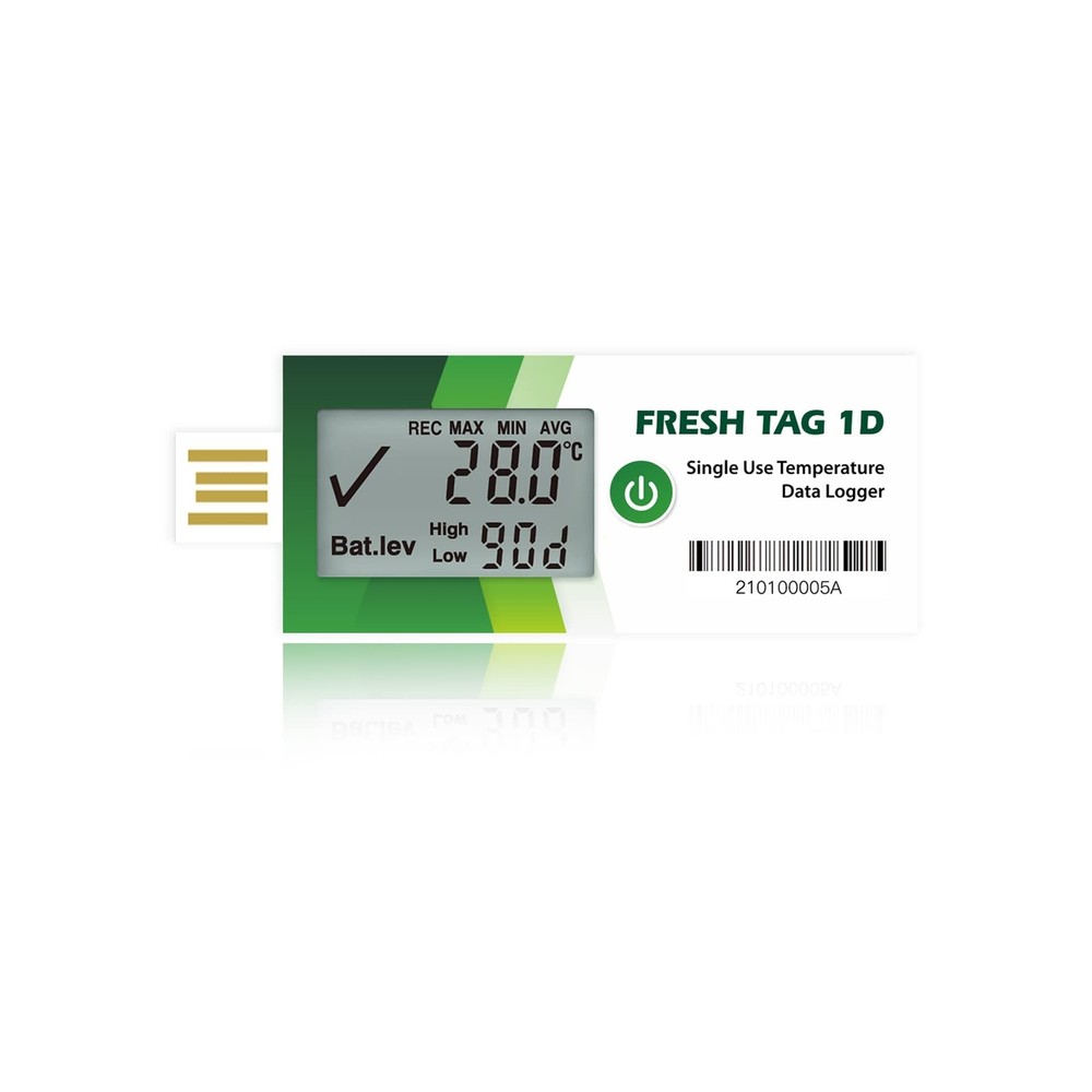 Freshliance Temperature Data Logger LCD Single Use with PDF Report 120Days 10...