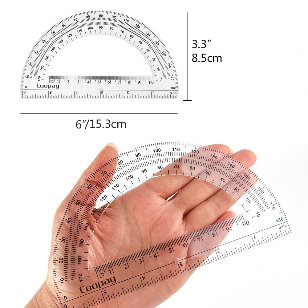Plastic Protractors 24 Pack Student Math Clear Protractor Set 6 Inches