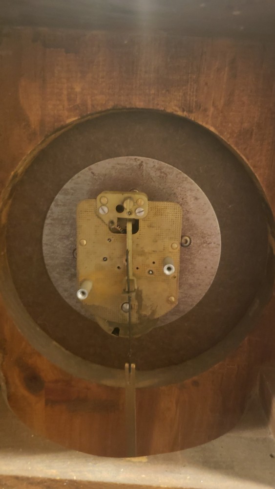 New England Clock Company Pendulum Driven Scroll Clock W/ Key.