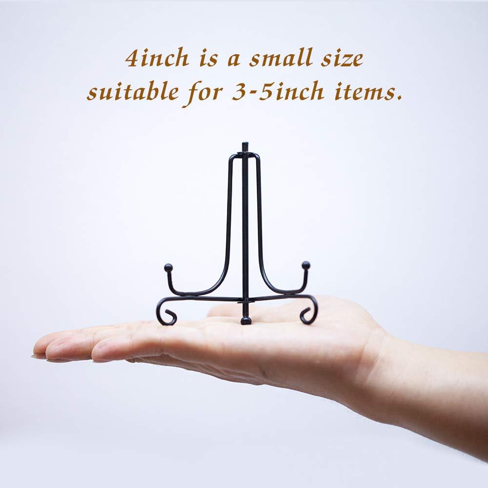 (4 Pack) Iron Display Stand, Black Easel Plate 4 inch pack),