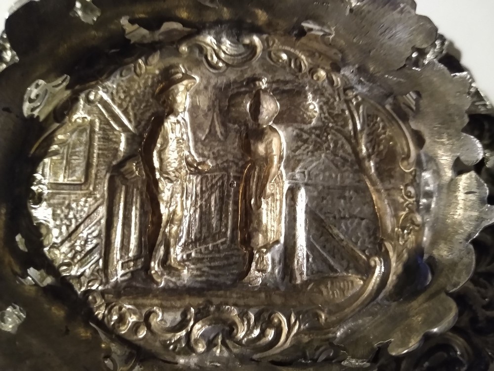 Decorative, Antique, Silver Bowl with handle.