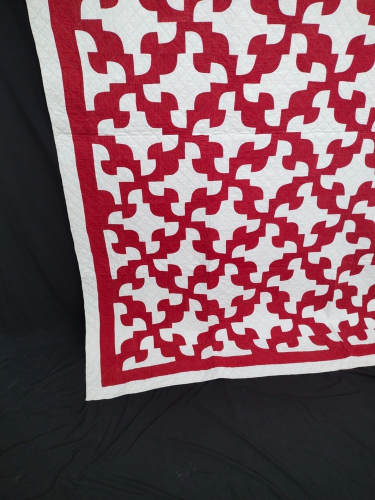 vintage hand Quilting patchwork drunkards path Quilt needlework Stitched A193