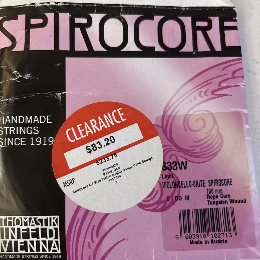 1 Larsen String Violencello II. 2 Spirocore Violoncello Strings Used