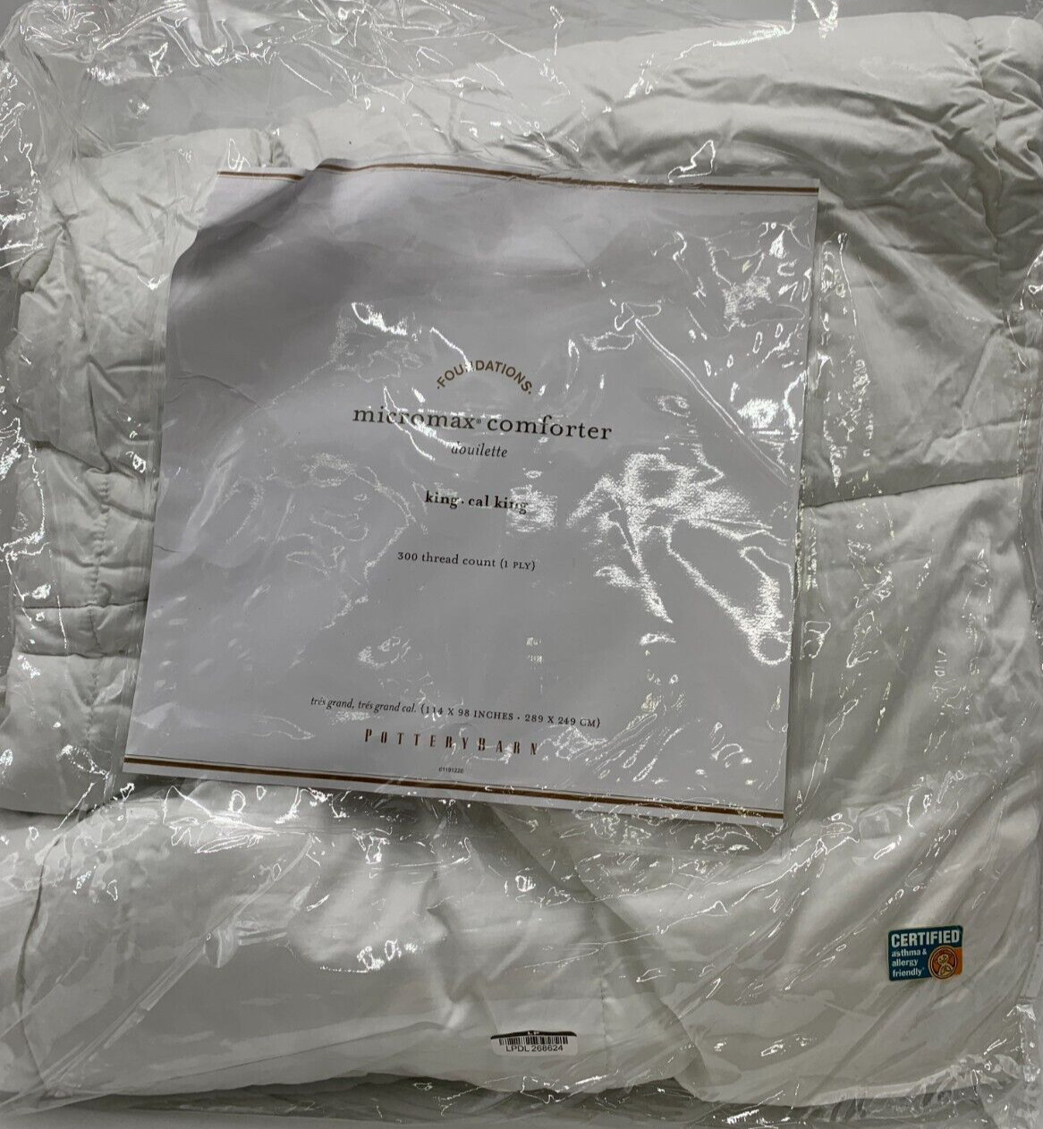 Pottery Barn Micromax Luxe Down Alternative Duvet Insert King Cal King #Z1181