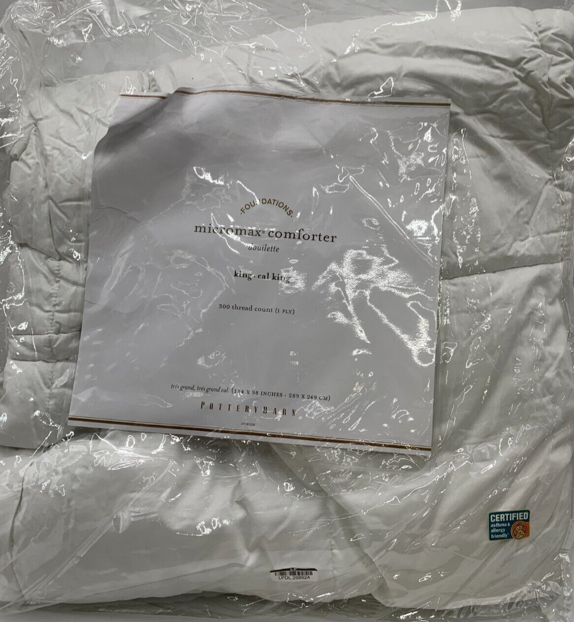 Pottery Barn Micromax Luxe Down Alternative Duvet Insert King Cal King #Z1181