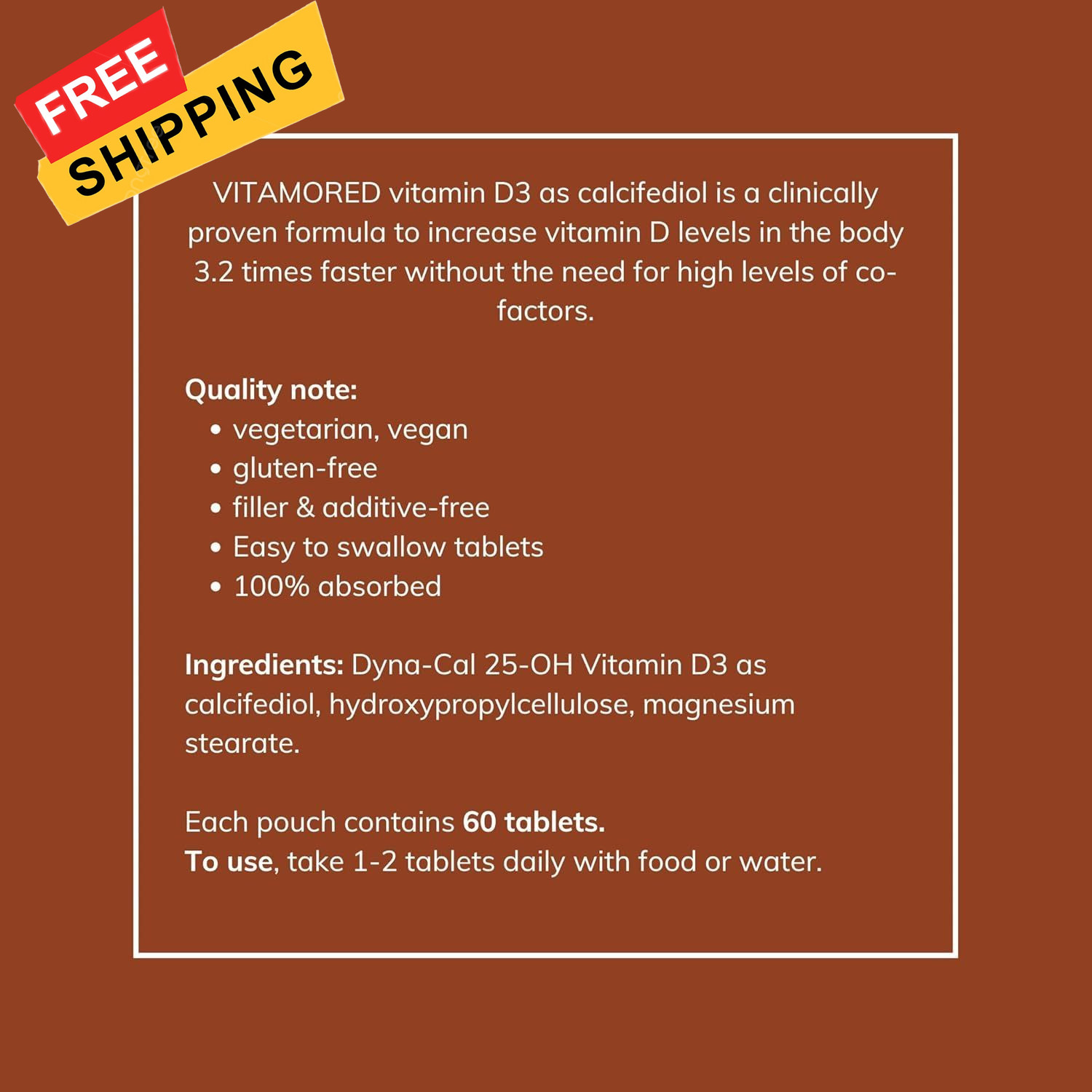 | Calcifediol 10 mcg | Vitamin D | Easy Swallow Tablets | Two-A-Day | 30 Day...