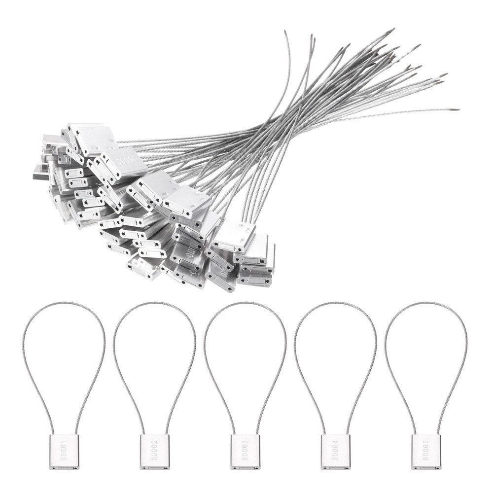 100Pcs Security Cable Seals 13" Numbered Tamper Proof Seal Self Locking White