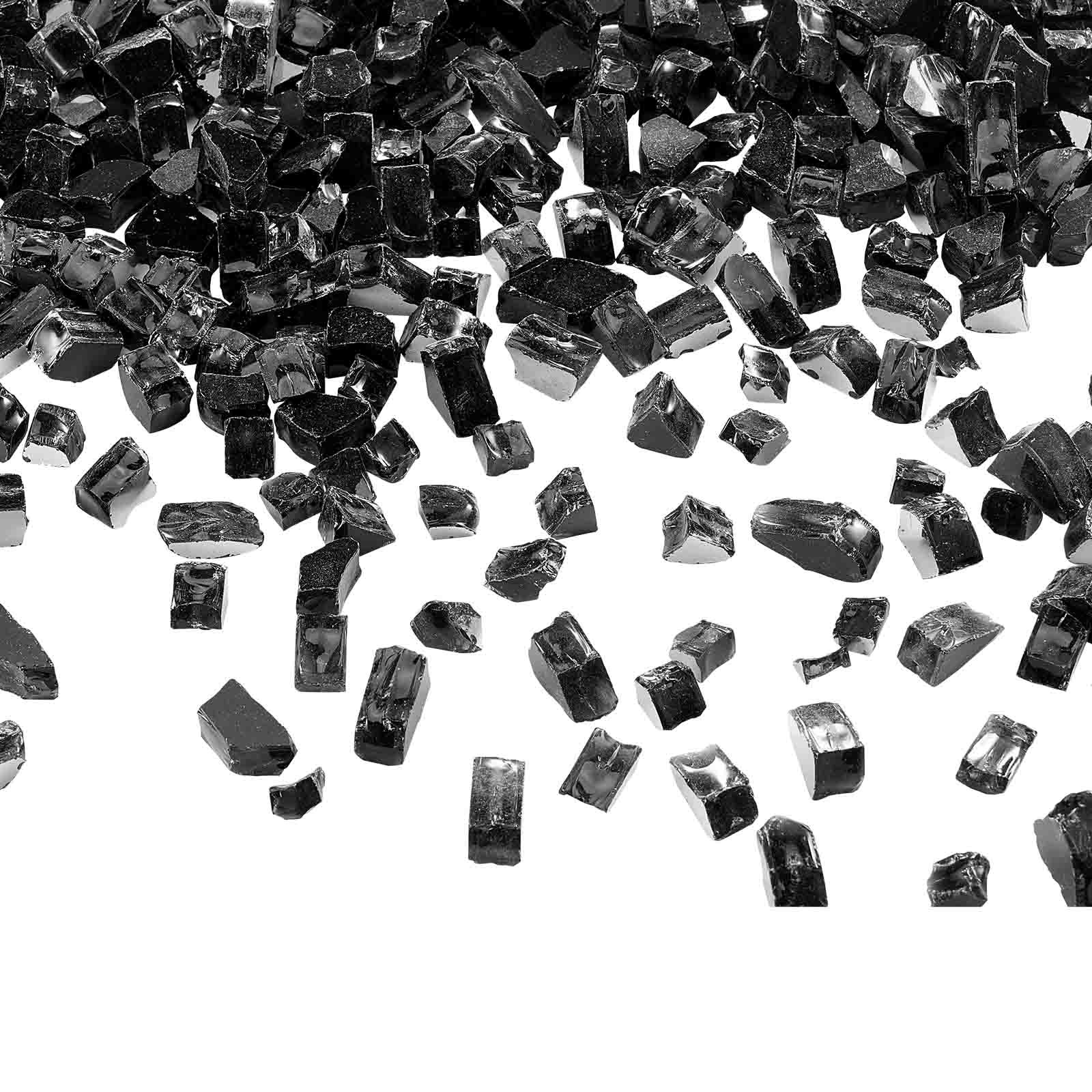 VEVOR 10 LBS Fire Glass 1/2-Inch Fireplace Glass Rocks for Fire Pit Table Black