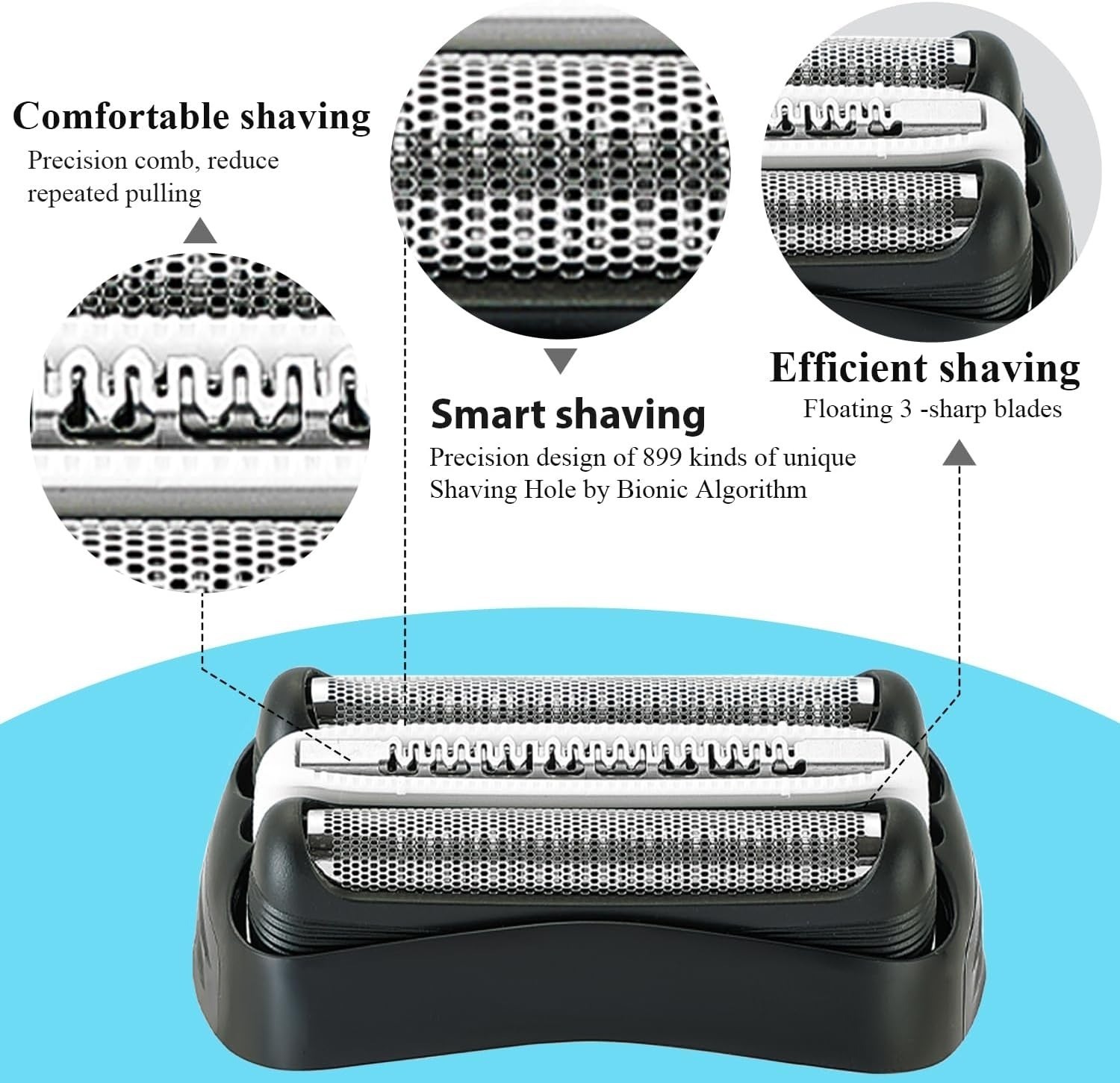 2PACK 32B Replacement Shaver Head Compatible with Braun S3 Razors 301S, 310S