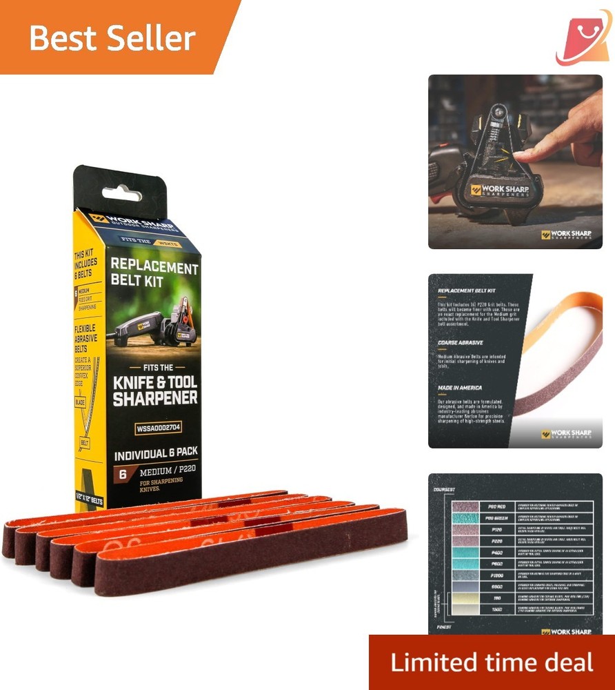 Knife Sharpener Replacement Belts P220 Medium Grit Pack for Kitchen Tools