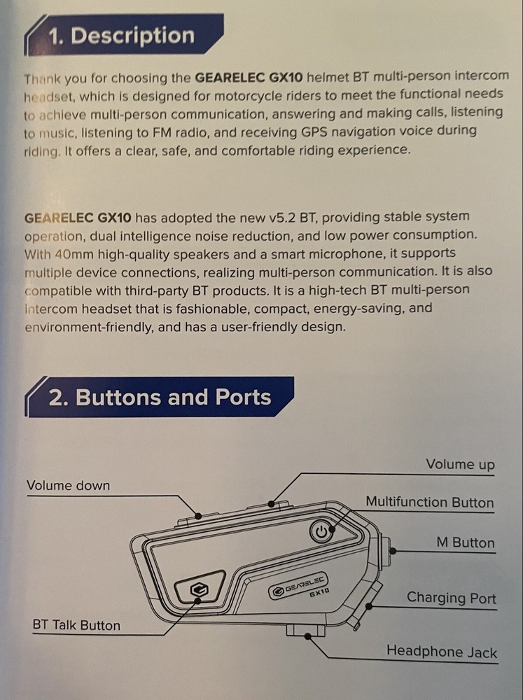 Motorcycle Bluetooth Headset INTERCOM ONLY