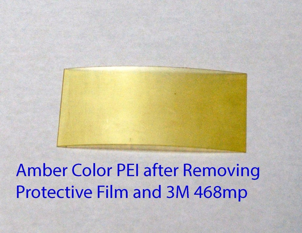 EOM PEI Sheet - 3D Printer Build Surface - 3M 468MP Tape Pre-applied - Amber