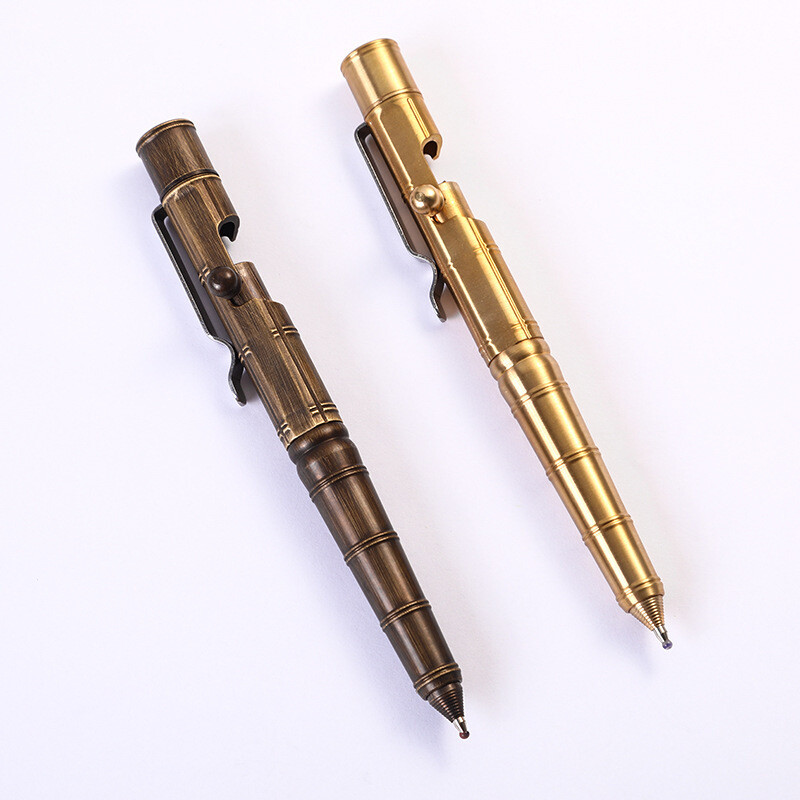 Quality Solid Brass Bolt Action Ball Point Pen Copper Art Craft Pocket EDC Gift