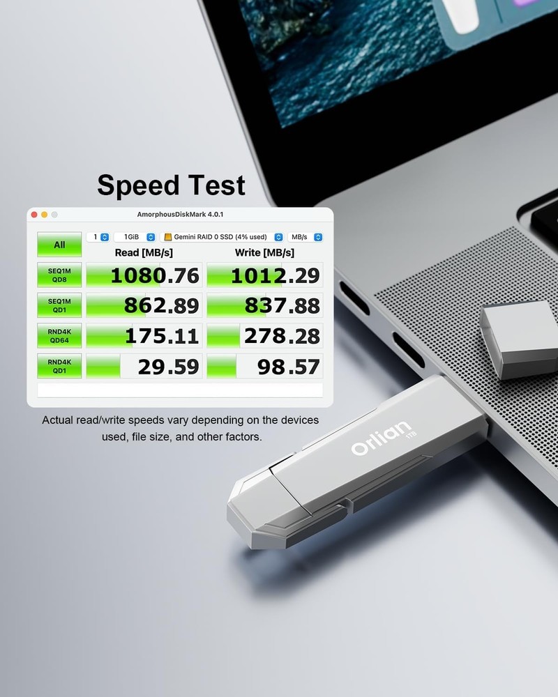 1TB External Portable SSD USB Solid State Drive Up to 1000MB/s USB 3.2 Gen 2 ...