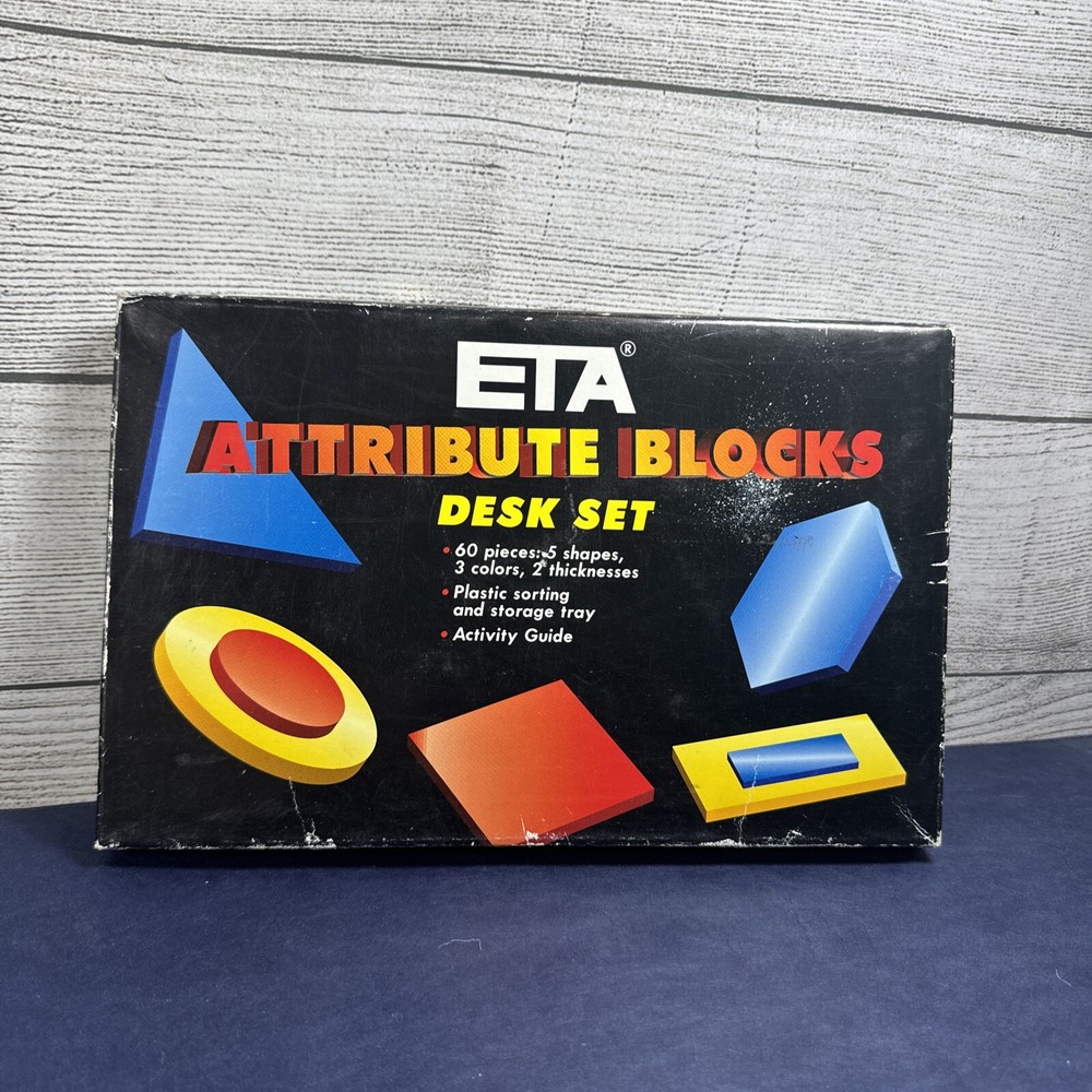 ETA Attribute Blocks math 60 plastic pieces sorting tray Homeschool STEM