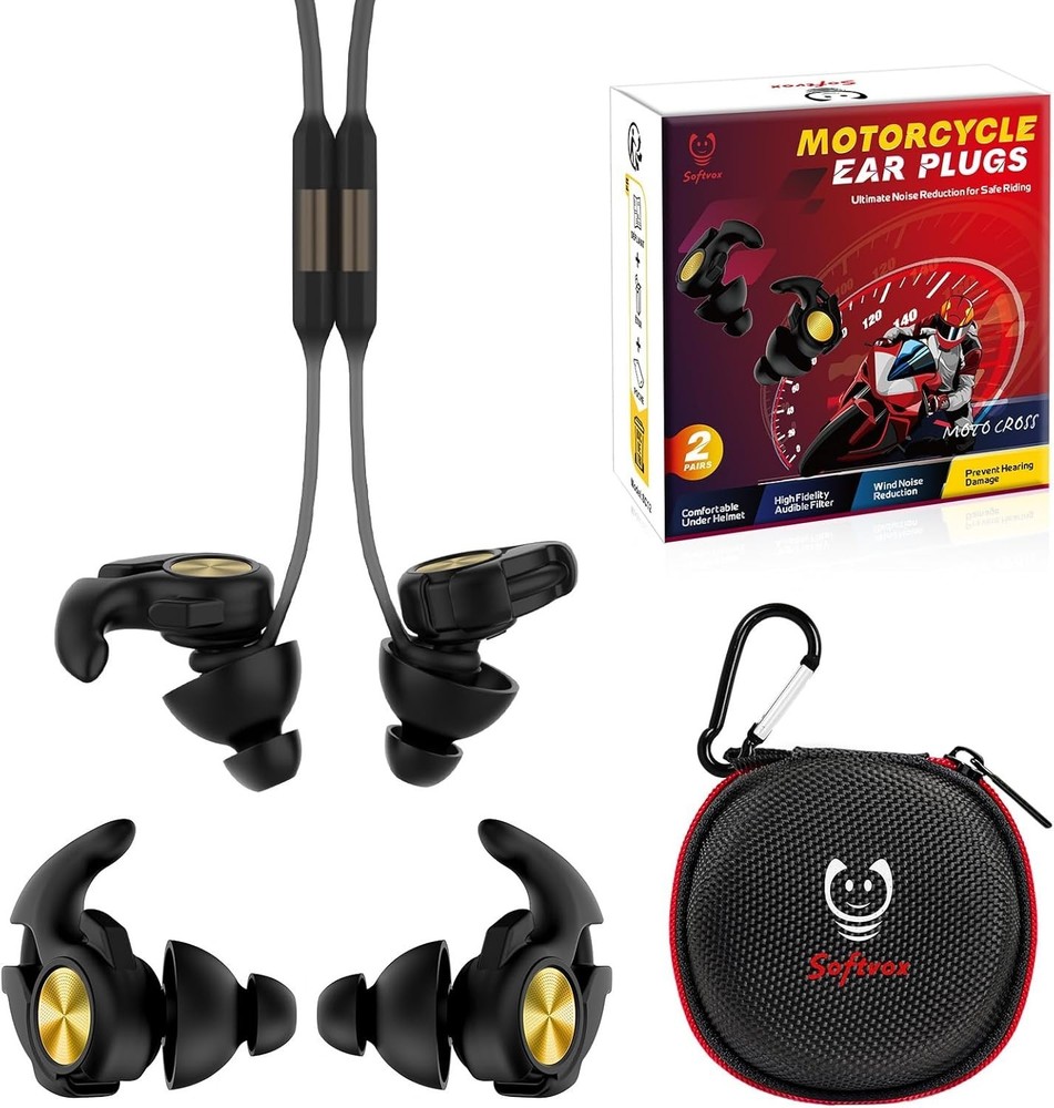 Motorcycle Ear Plugs with Lanyard, Wind Noise Reduction Keep Comms Clear & Co...