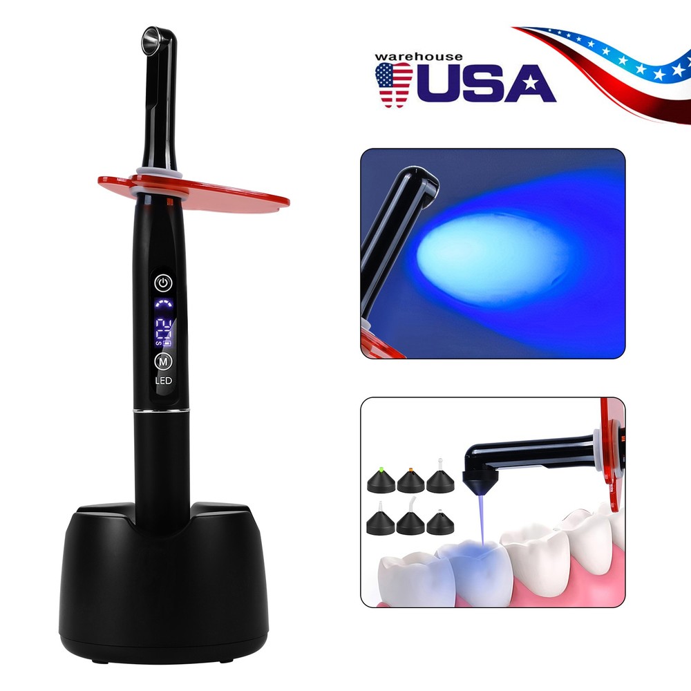 Dental Wireless LED Curing Light 1 Second Curing 2500mW/cm² with 7 Curing Lens