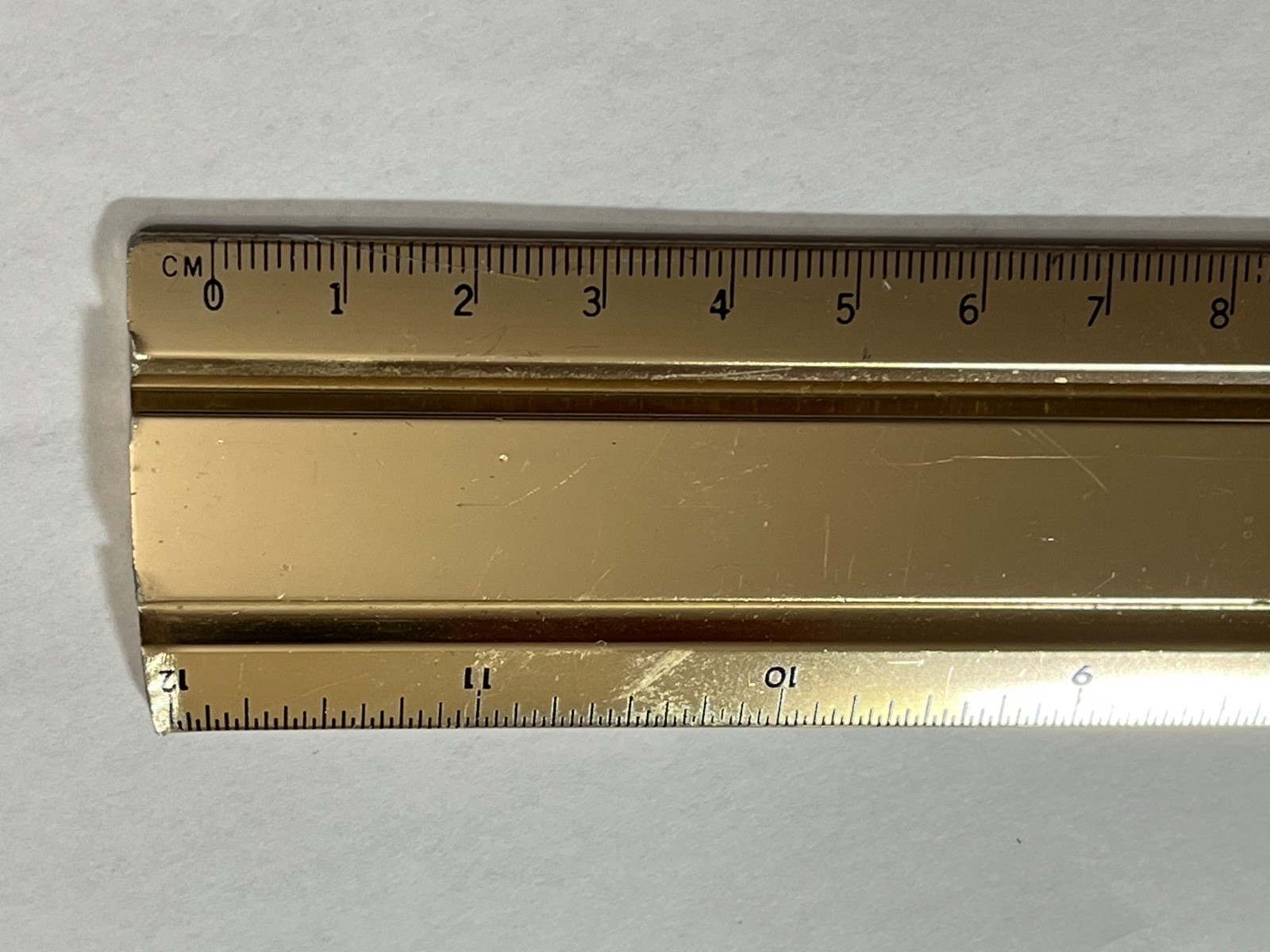 Union 76 Gold Tone Metal 12" Ruler