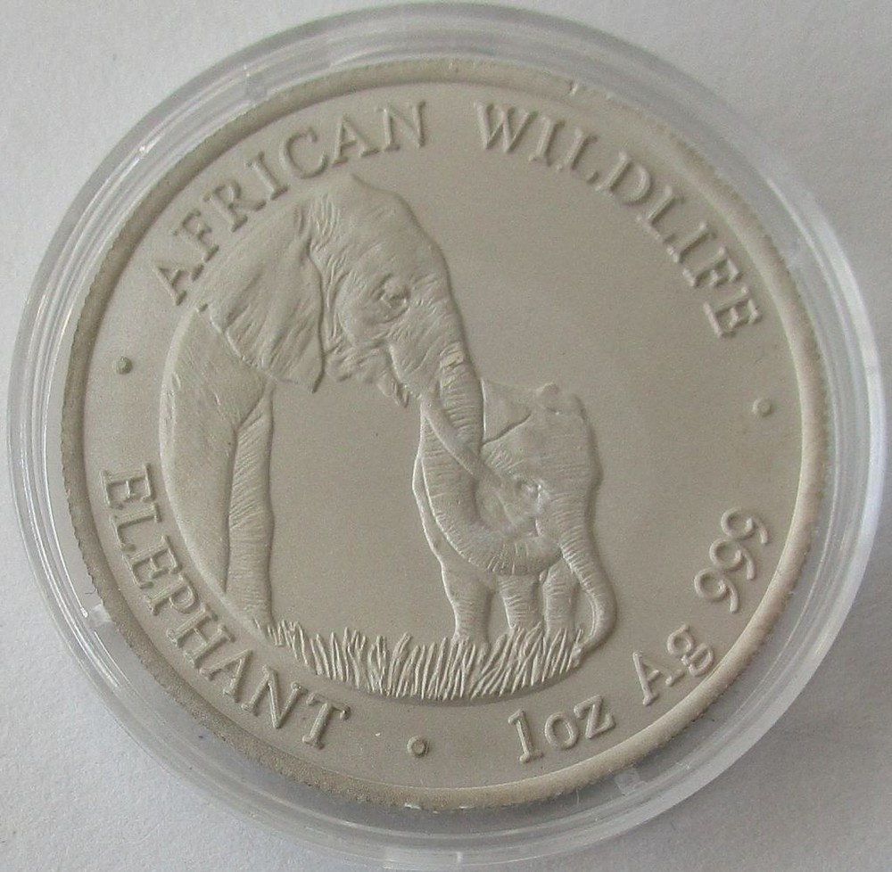 Zambia 5000 Kwacha 2001 Elephant 1 oz Silver