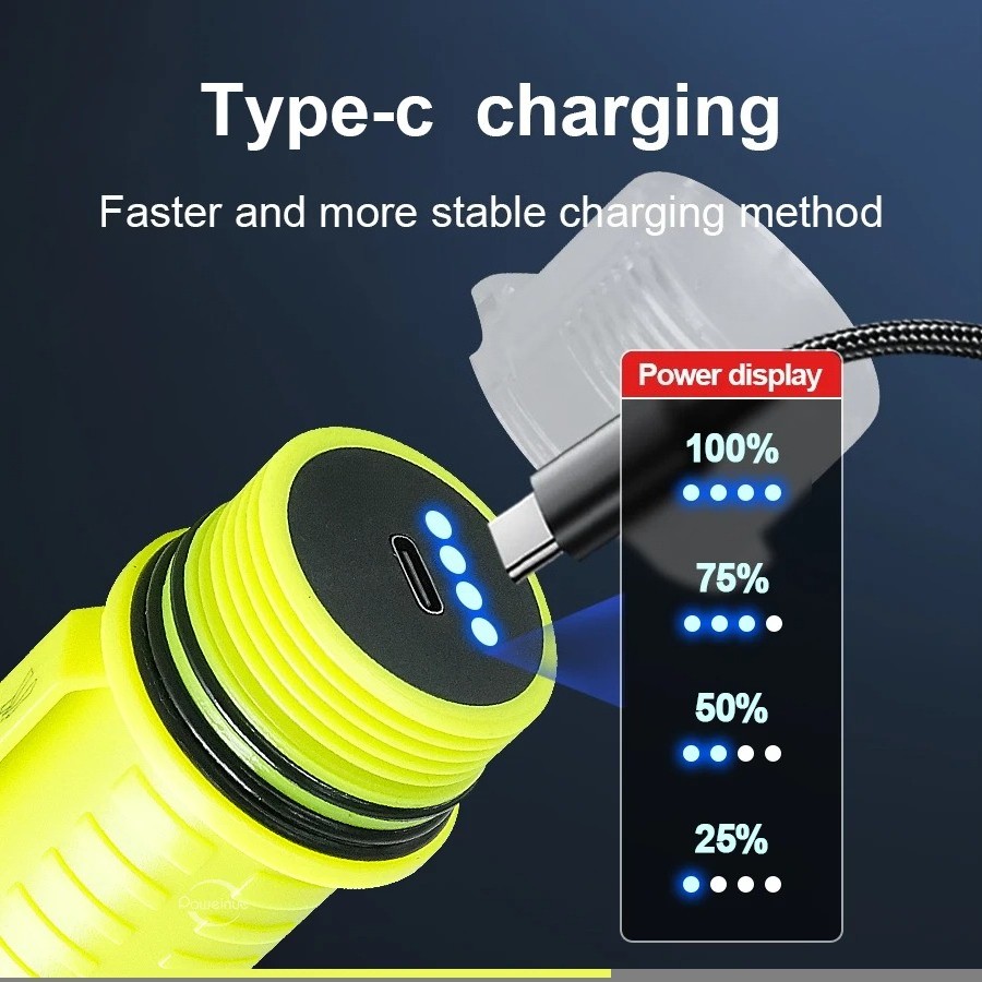 Professional LED Diving Flashlight Underwater Scuba Dive Torch Lamp Diver Light