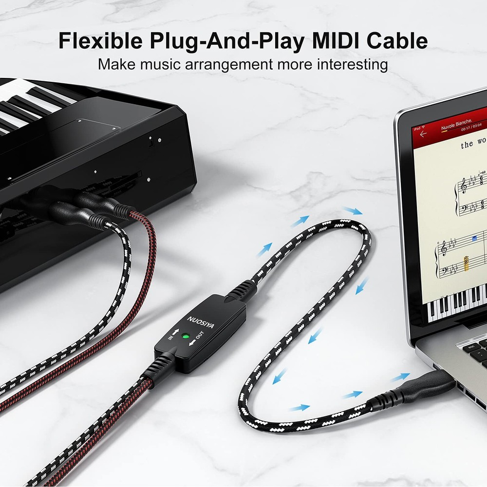 USB to MIDI Cable 6.5Ft, USB MIDI Interface Adapter,MIDI to USB Cable Convert...