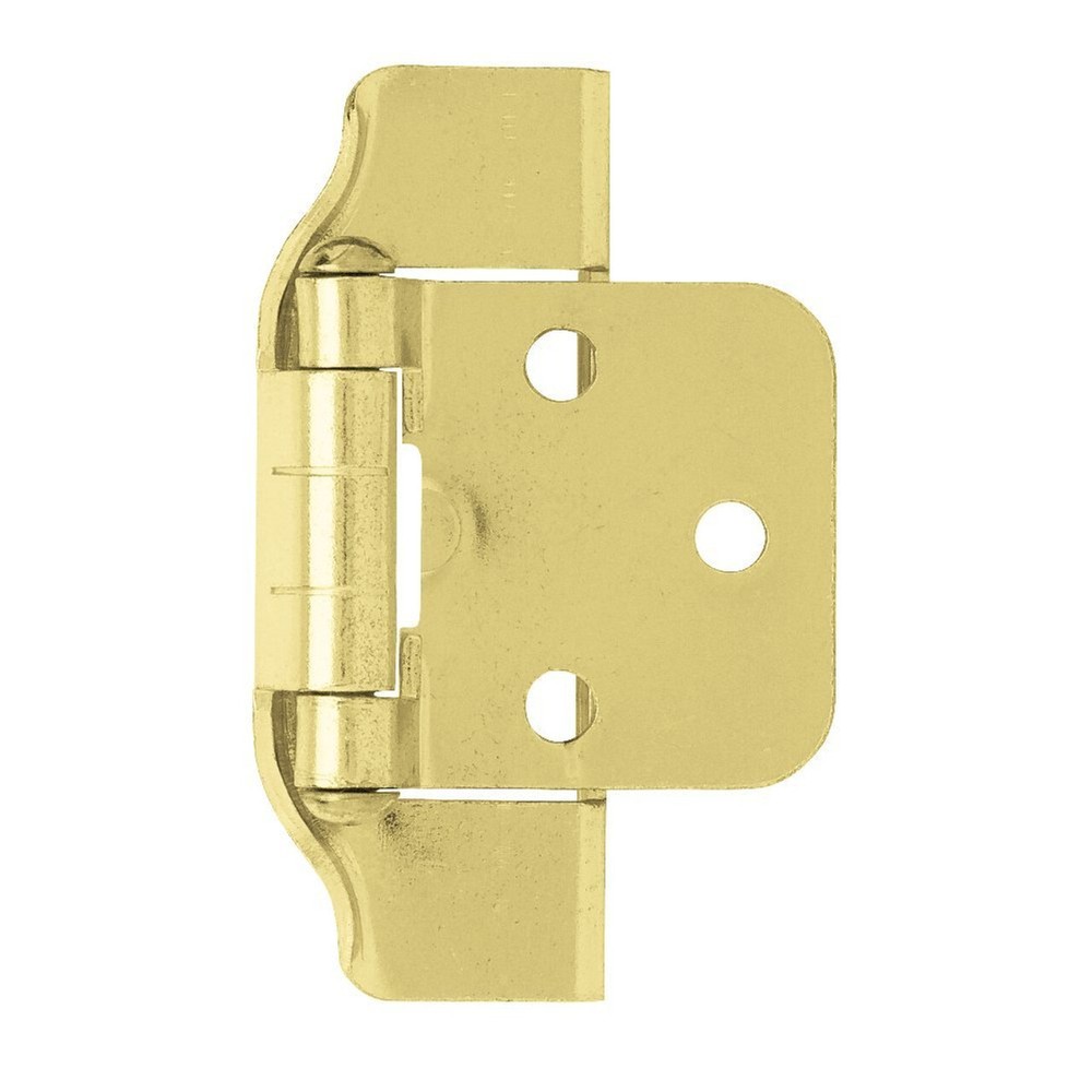 (5 Pack) Pair 1/2 inch Overlay -Partial Wraparound Hinge Polished Brass
