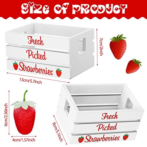 Strawberry Table Decor, Rustic Summer Tiered Tray Decor Mini Strawberry Theme