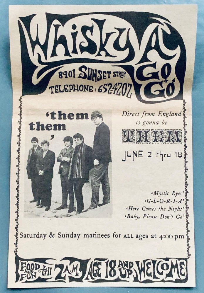THEM vintage 1966 CONCERT ADVERT WHISKY A GO GO Van Morrison