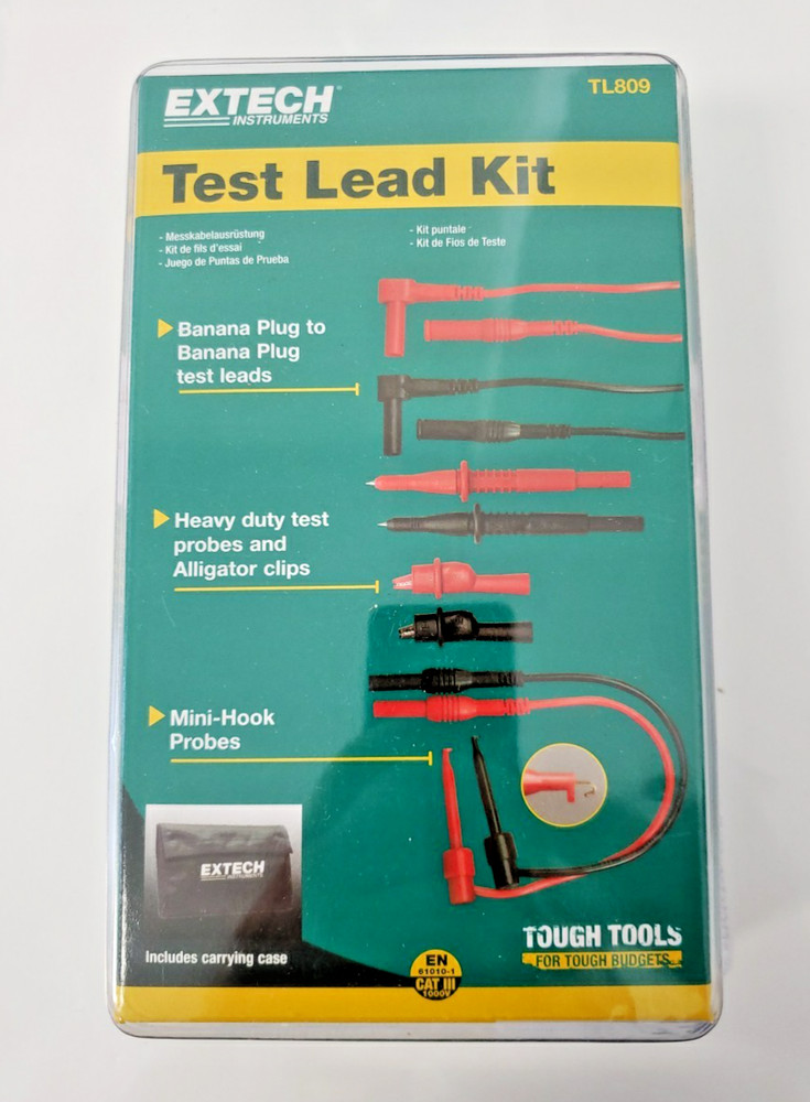 Extech TL809: Electronic Test Lead Kit 8-piece test lead kit