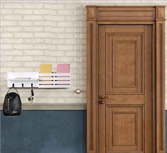 Mail Holder and Coat Key Rack Wall Shelf with 3 Hooks