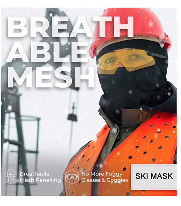 Alonsoo Balaclava Winter Windproof Mask Black Large (2 Pack)