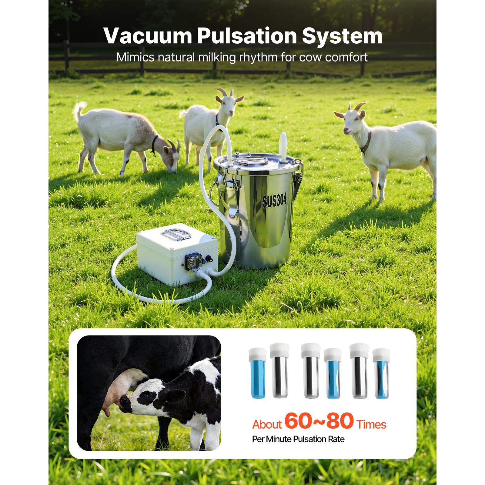 Uimoso Portable Goat Milking Machine with 1.8 Gal / 7 L Bucket for Livestock