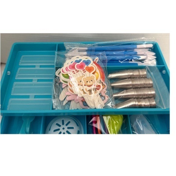 Cake Decorating Kit 100+ Pcs 3-Tier Storage Box Piping Tips Russian Tips Blue