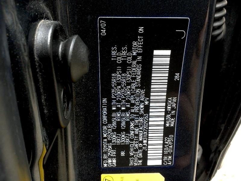 2007 LEXUS RX400H DASH WIRE HARNESS