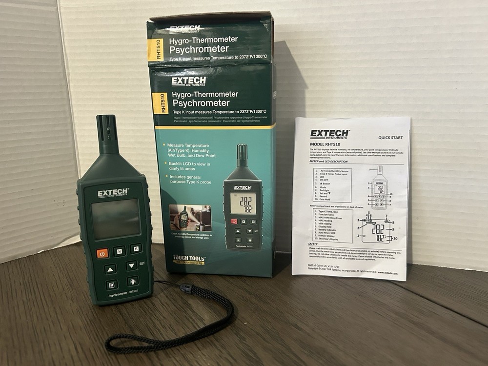 EXTECH RHT510 Digital Hygro-Thermometer Psychrometer Temperature Humidity Meter