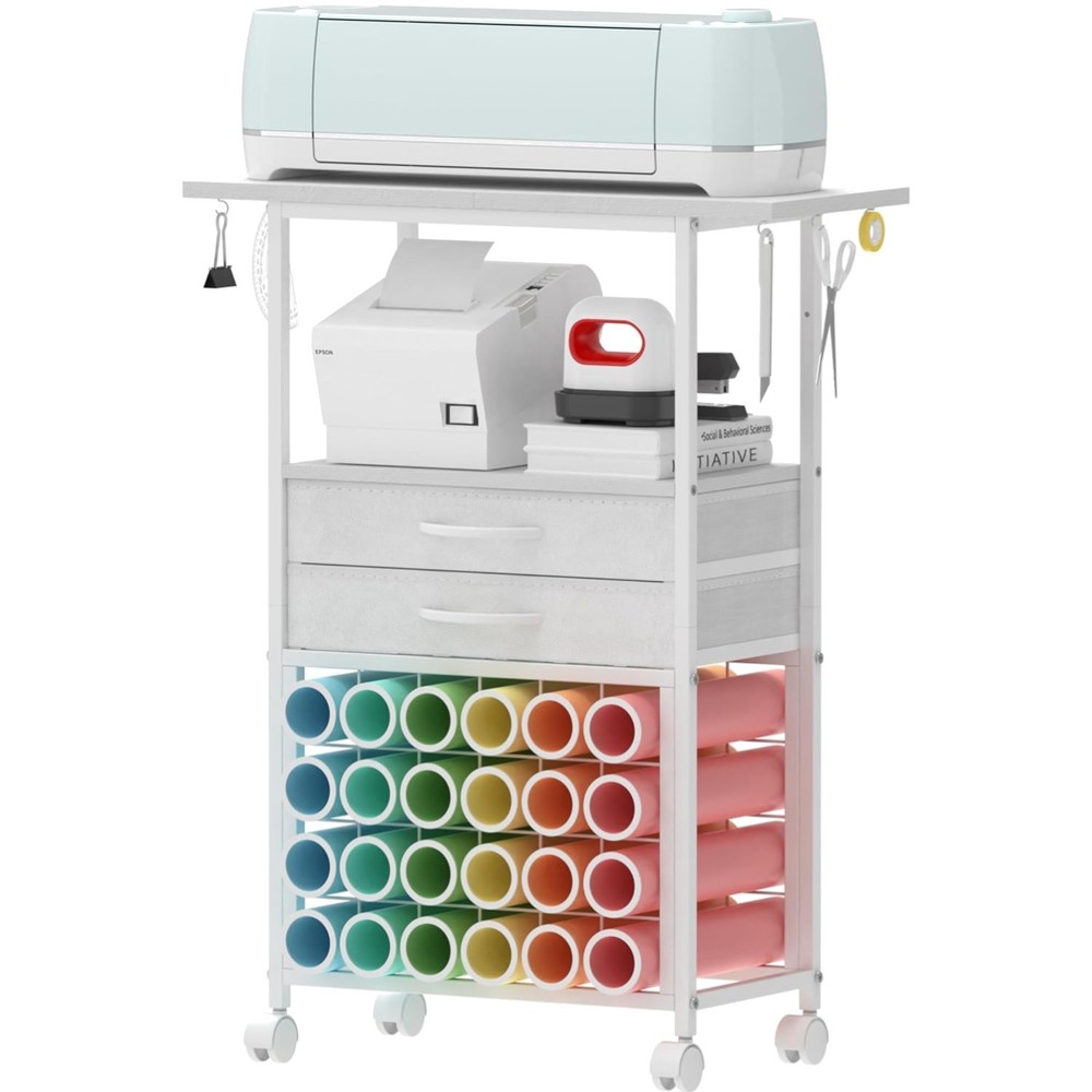 Organizer and Storage Stand Compatible with Cricut Machines,Rolling Storage C...